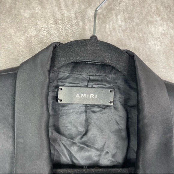 AMIRI Black Crop Satin Silk Leather Tuxedo Blazer In Black Women's Size 40 US S - Picture 7 of 9